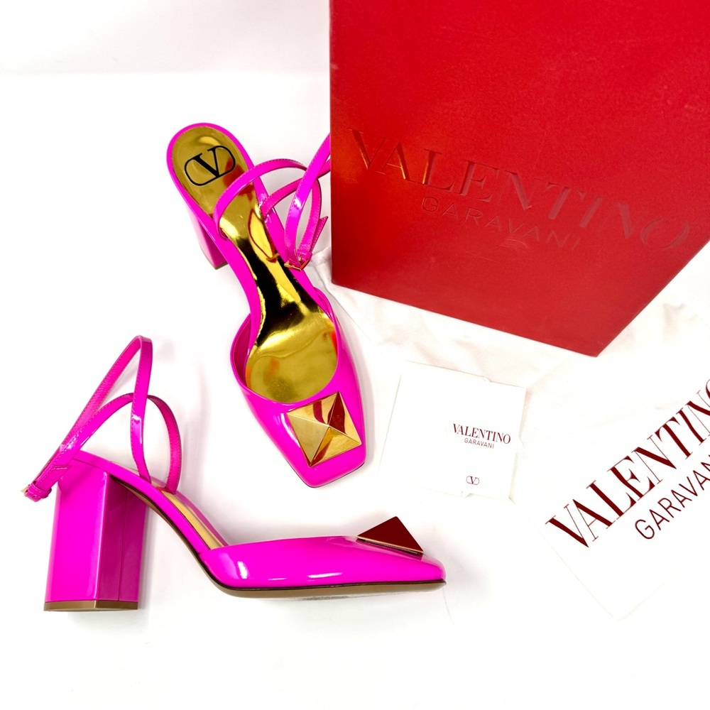 Valentino Garavani One Stud 90 Patent Leather Hot Pink Pumps with Box size 40 - Picture 5 of 15